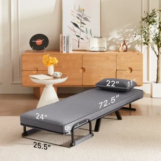 Folding Chair Bed, Comfy Convertible Sleeper Sofa, 5 in 1 Folding Bed with 5-Position Adjustable Backrest & Pillow, Floor Single Chairs image {2}