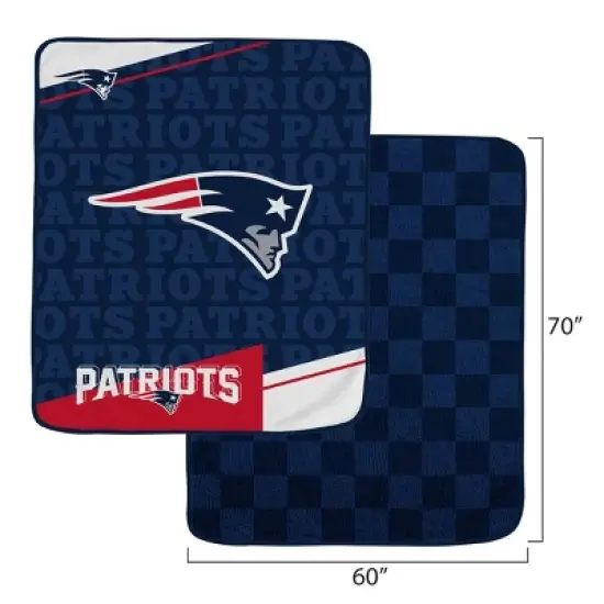 NFL New England Patriots Diagonal Ghost Checker Double Sided Ultra Cozy Blanket image {2}