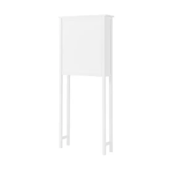 Dover Over the Toilet Hutch Bathroom Shelf with Two Doors and Two Towel Rods White - Alaterre Furniture image {5}