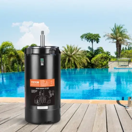 VEVOR 1.5 HP Pool Pump Motor, 56J Frame, 115V(13.6 Amps)/230V(6.8 Amps) 3450 RPM, 60Hz, 1.3 Service Factor, 90&mu;F/250V Capacitor image {1}