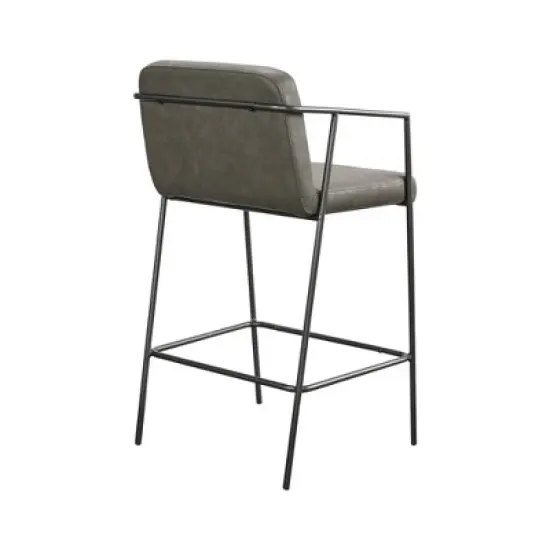 Burke Faux Leather Counter Height Barstool with Metal Frame Brown - Madison Park image {4}