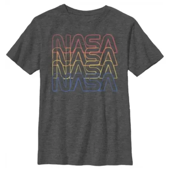 Boy's NASA Rainbow Repeat Logo T-Shirt image {3}