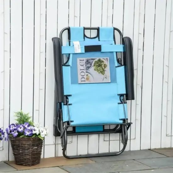 Resenkos Lounge Chair Outdoor, Patio Lounge Chair,Folding Chaise Lounge Chair for Outside, 2-in-1 Tanning Chair with Pillow & Pocket, Red image {4}