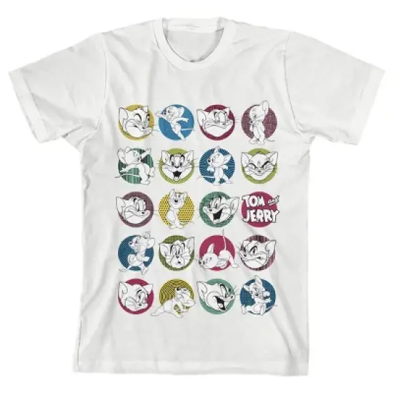 Tom & Jerry Classic Cartoon Characters White Short Sleeve Tee Toddler Boy to Youth Boy image {2}