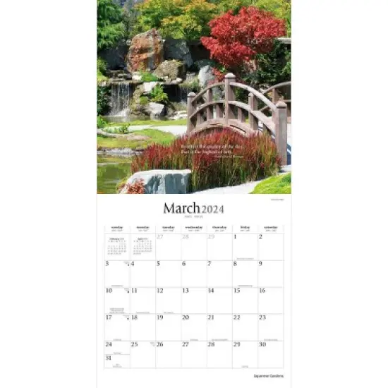 Brush Dance 2024 Wall Calendar 12"x12" Japanese Gardens image {2}