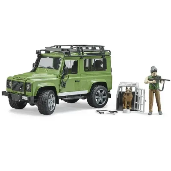 Bruder Land Rover Defender with Forester and Dog Figure image {3}