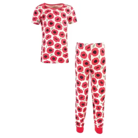 Touched by Nature Baby Girl Organic Cotton Tight-Fit Pajama Set, Poppy image {3}