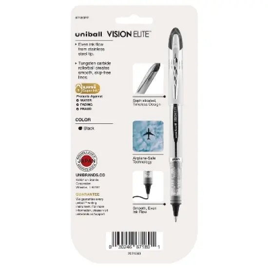 uni-ball Vision Elite Rollerball Pens Bold Point Black Ink 470087 image {8}