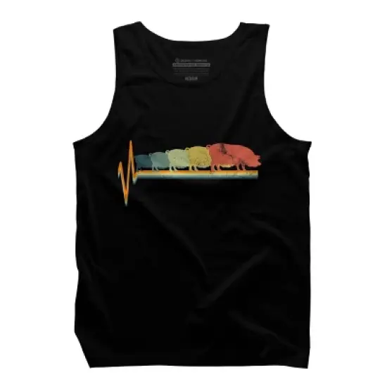 Men's Design By Humans Heart Beat Retro Rainbow Pig By Luckyst Tank Top image {2}