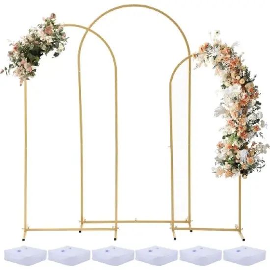 GustoWave Arch Backdrop Stand, Wedding Arch Backdrop Stand with 2 Water Injection Base, Balloon Arch Stand for Birthday, Party, Weeding image {8}