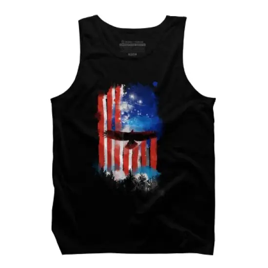 Men's Design By Humans July 4th American Eagle Sky By kharmazero Tank Top image {2}