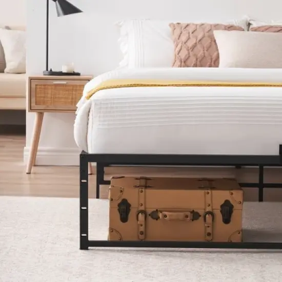 Twin Size Bed Frame Platform, 14 inch Metal Twin Bedframe with 3 in 1 Sturdy Steel Support, No Box Spring Needed Black Mattress Frame image {5}