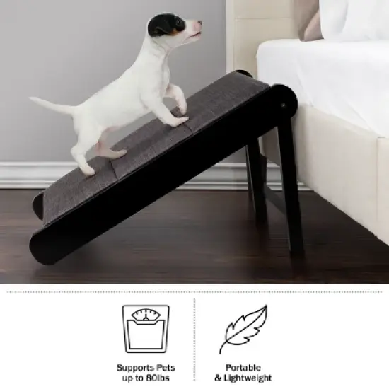 Pet Adobe Foldable Wooden Pet Ramp, Black/Gray image {3}