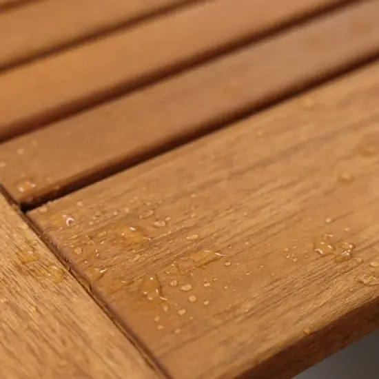 LuxenHome Carmel Solid Wood Extendable Outdoor Dining Table Brown image {2}