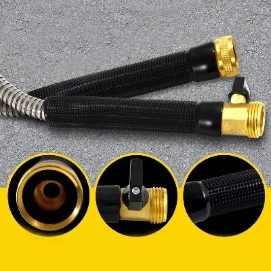 Bionic Steel Pro 304 Stainless Steel Metal Garden Hose with Brass Nozzle image {2}