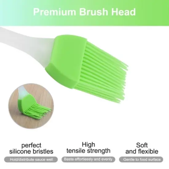 Unique Bargains Flexible Heat Resistant Non-stick Cooking Utensils Silicone Brush Green 2 Pcs image {2}