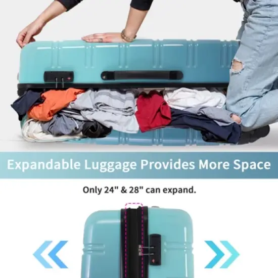 Aukfa 3-Piece Gradient Color Lightweight Hard Shell Expandable Luggage Set with TSA Lock, Available Sizes 20" 24" 28", Multi-Color image {7}
