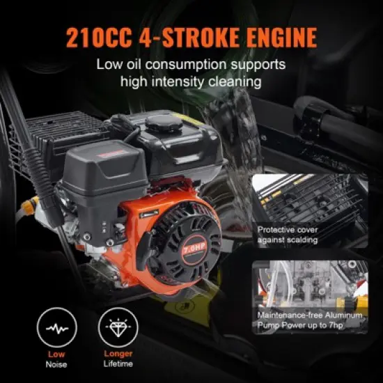 VEVOR Gas Pressure Washer, 3400 PSI 2.6 GPM, Gas Powered Pressure Washer with Aluminum Pump, Spray Gun and Extension Wand, Black image {3}