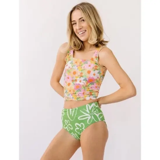 Lime Ricki Women's Square Neck Swim Crop image {7}
