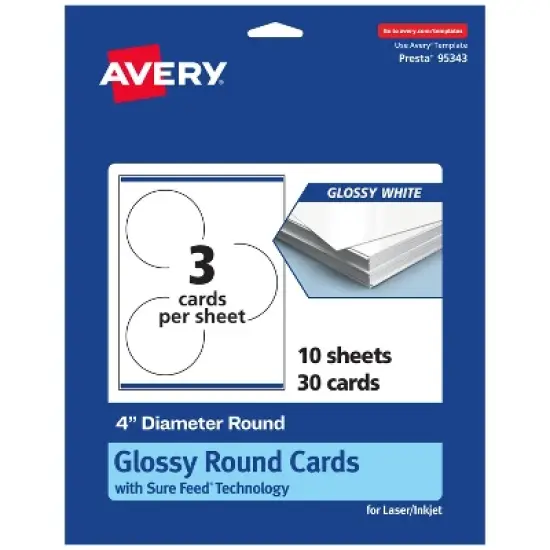 Avery Printable Round Cards, 4" Diameter, Glossy White, 30ct image {8}