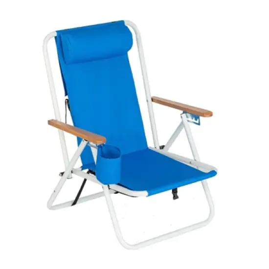 FURNIinspire Outdoor Portable Chair Adjustable Headrest for Comfortable Outdoor Relaxation, Blue, 30"*23"*25" image {1}