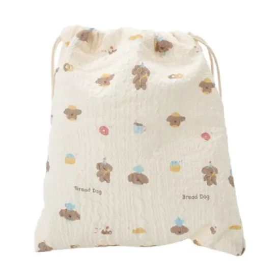 Unique Bargains Bread Dog Drawstring Makeup Bag Beige 1 Pc image {7}