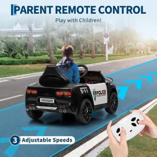 12V Police Car Ride on Car for Kids, Ride on Toys for Big Kids Cop Cars with Remote Control, Battery Powered Alert Tones image {2}