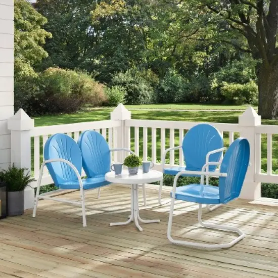 Griffith 4pc Outdoor Conversation Set - Sky Blue - Crosley image {3}