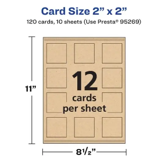 Avery Printable Square Business Cards with Sure Feed Technology, 2" x 2", Kraft Brown Cardstock, Print-to-the-Edge, Laser/Inkjet Cards, 120 Total image {4}