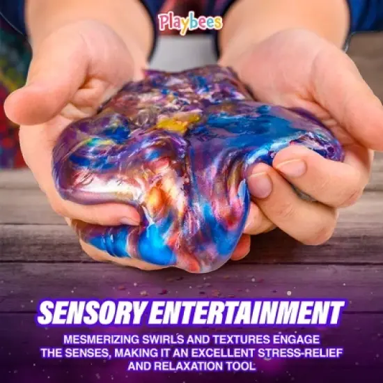 Playbees Marbled Galaxy Slime - 12-Pack: Vibrant, Stretchy Fun for All Ages image {6}