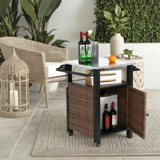 MOEPISY Outdoor Wicker Serving Carts image {8}