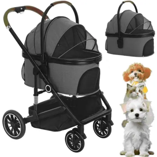 Kinder King 3-in-1 Pet Stroller for Dog, Folding Cat and Dog Stroller with Detachable Cradle image {14}