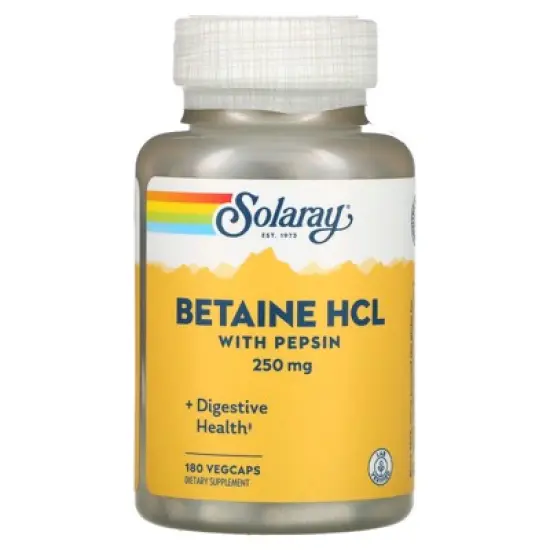 Solaray Betaine HCL with Pepsin, 180 VegCaps image {4}