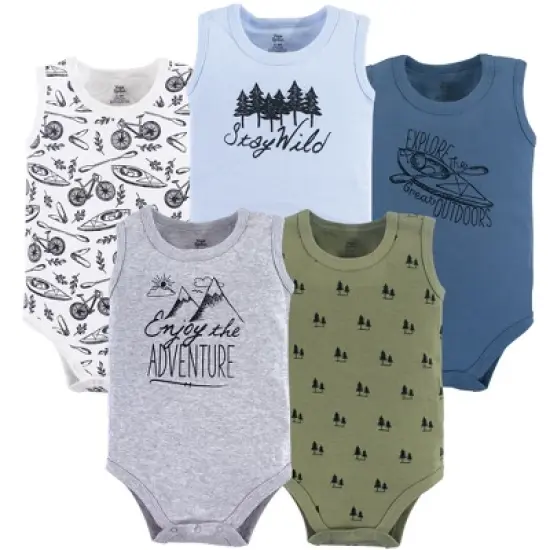 Yoga Sprout Baby Boy Cotton Bodysuits 5pk, Adventure image {3}