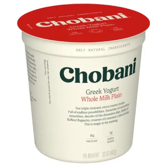 Chobani Whole Milk Plain Greek Yogurt - 15g Protein 32oz image {7}