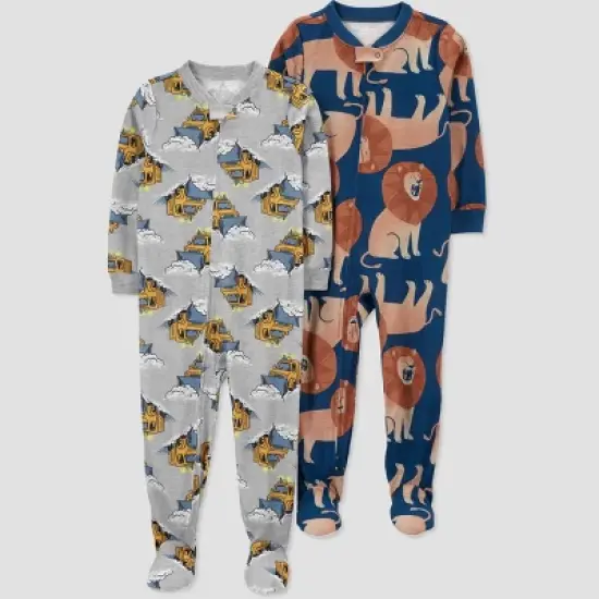 Carter's Just One You&reg;️ Toddler Boys' 2pk Snow Trucks and Lions Footed Pajama - Blue image {3}
