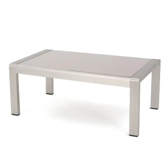 GDFStudio Crested Bay Outdoor Aluminum and Tempered Glass Coffee Table image {8}