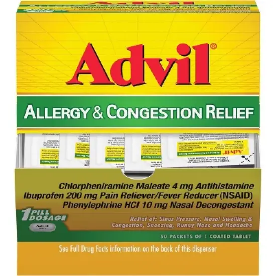 Advil Allergy and Congestion Relief 50 Coated Tablets image {10}