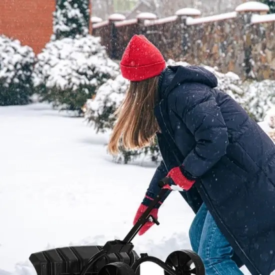 Gardenised Extra Wide 36 in. Snow Shovel Plow Pusher Remover with Large Rugged Wheels, Heavy Duty, Black image {2}