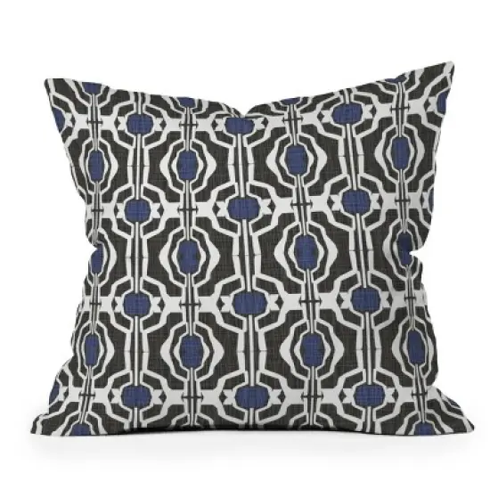18"x18" Deny Designs Mirimo Boke Outdoor Throw Pillow Black/Indigo: Abstract Design, Polyester, Square Shape image {4}