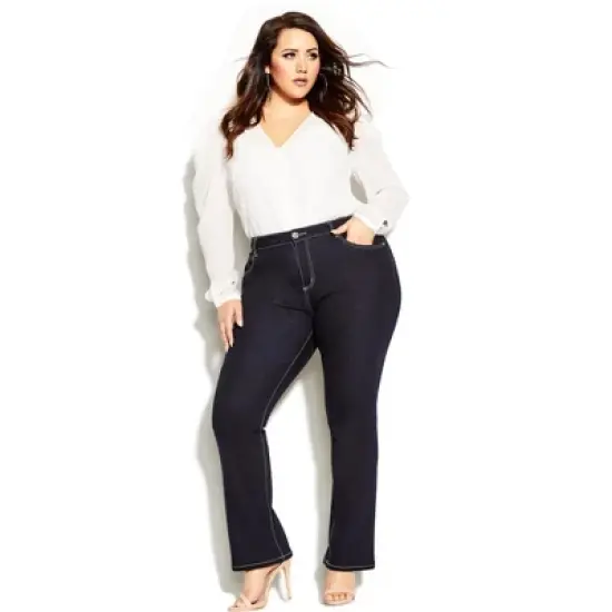Women's Plus Size CC Short Bootleg Jean - mid denim | CITY CHIC image {3}