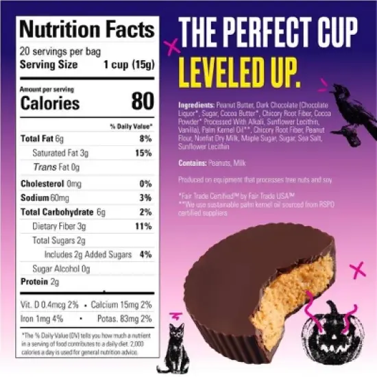 SkinnyDipped Dark Chocolate Peanut Butter Cups Halloween Candy Box - 10.6oz/20ct image {5}