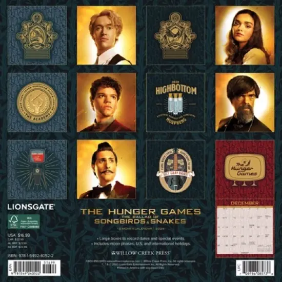 Willow Creek Press 2024 Wall Calendar 12"x12" Hunger Games: Ballad of Songbirds and Snakes image {1}