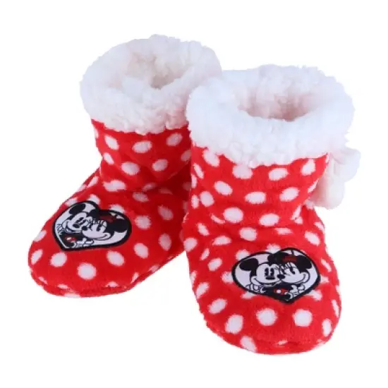 Textiel Trade Kids' Disney Mickey and Minnie Mouse Polka Dot Bootie Slipper image {1}