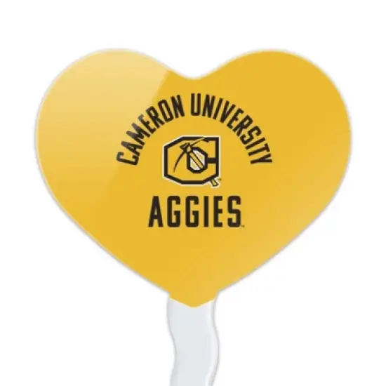 Cameron University Aggies Logo Heart Love Cupcake Picks Toppers Decoration Set of 6 image {1}