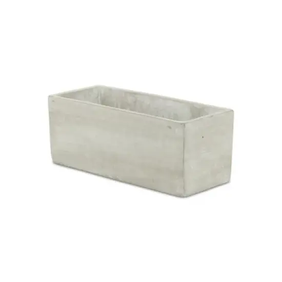HomeRoots 9" Light Gray Rustic Cement Indoor Outdoor Rectangular Pot Planter image {4}
