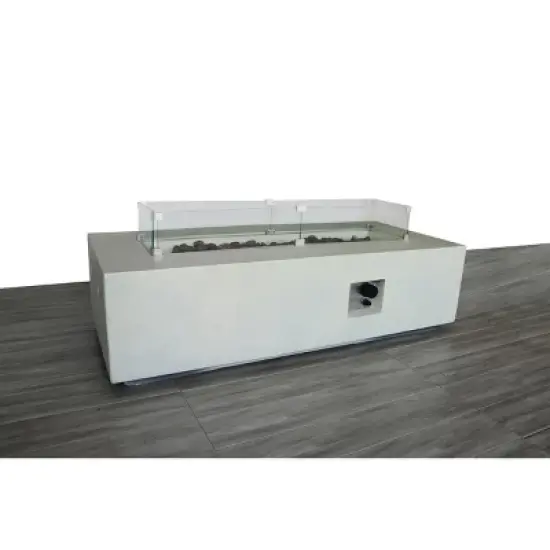 Rectangular Fiber-Reinforced Concrete Propane Outdoor Fire Pit Table image {7}
