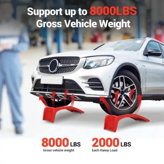 Heavy Duty Car Ramps Set 8000lbs Auto Ramp Solid Steel Ramps (Blue, 36" L x 13" W x 11.8" H) image {8}