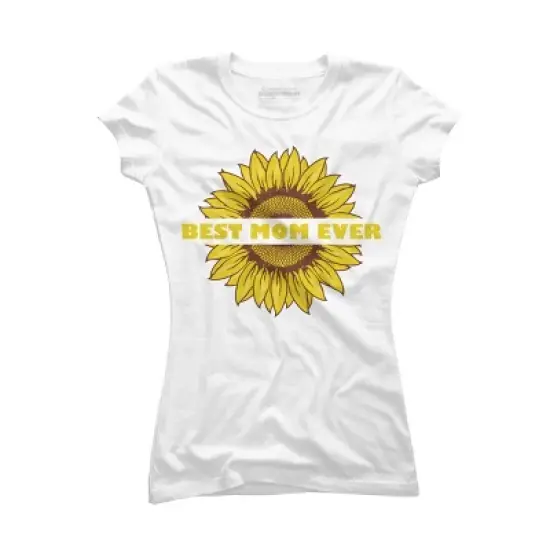 Junior's Design By Humans Happy Mothers Day Best Mom Ever Sunflower By CarambaArt T-Shirt image {3}