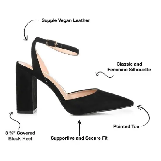 Journee Collection Womens Tyyra Buckle High Block Heel Pointed Toe Pumps image {7}